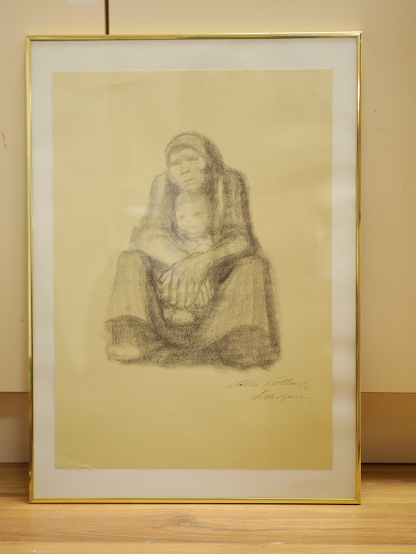 After Kathe Kollwitz (1867-1945), German Expressonist lithograph, Woman with child, 59 x 41cm. Condition - good